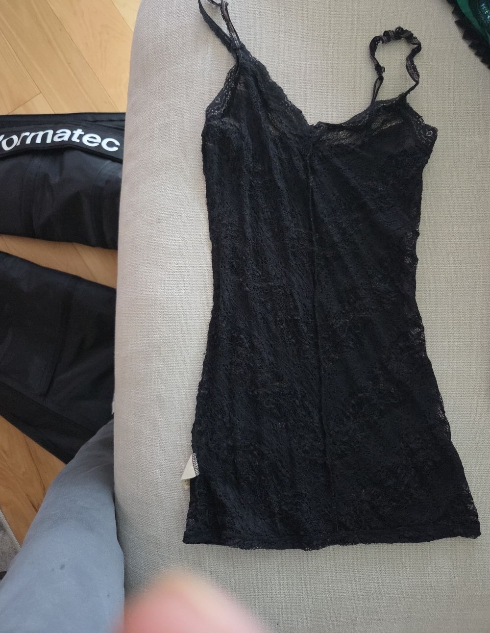 Black Lace Slip Mini Dress with Delicate Straps